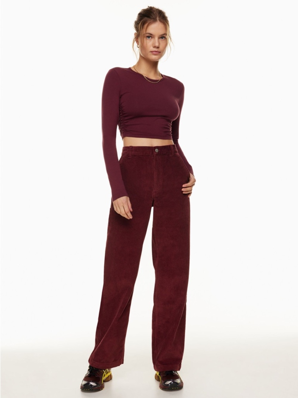 Aritzia Ripcord Pant Corduroy Burgundy